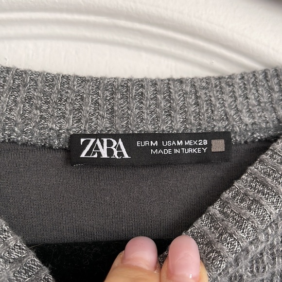 Cropped Grey Zara Cotton-Mix Sweater - Picture 3 of 3